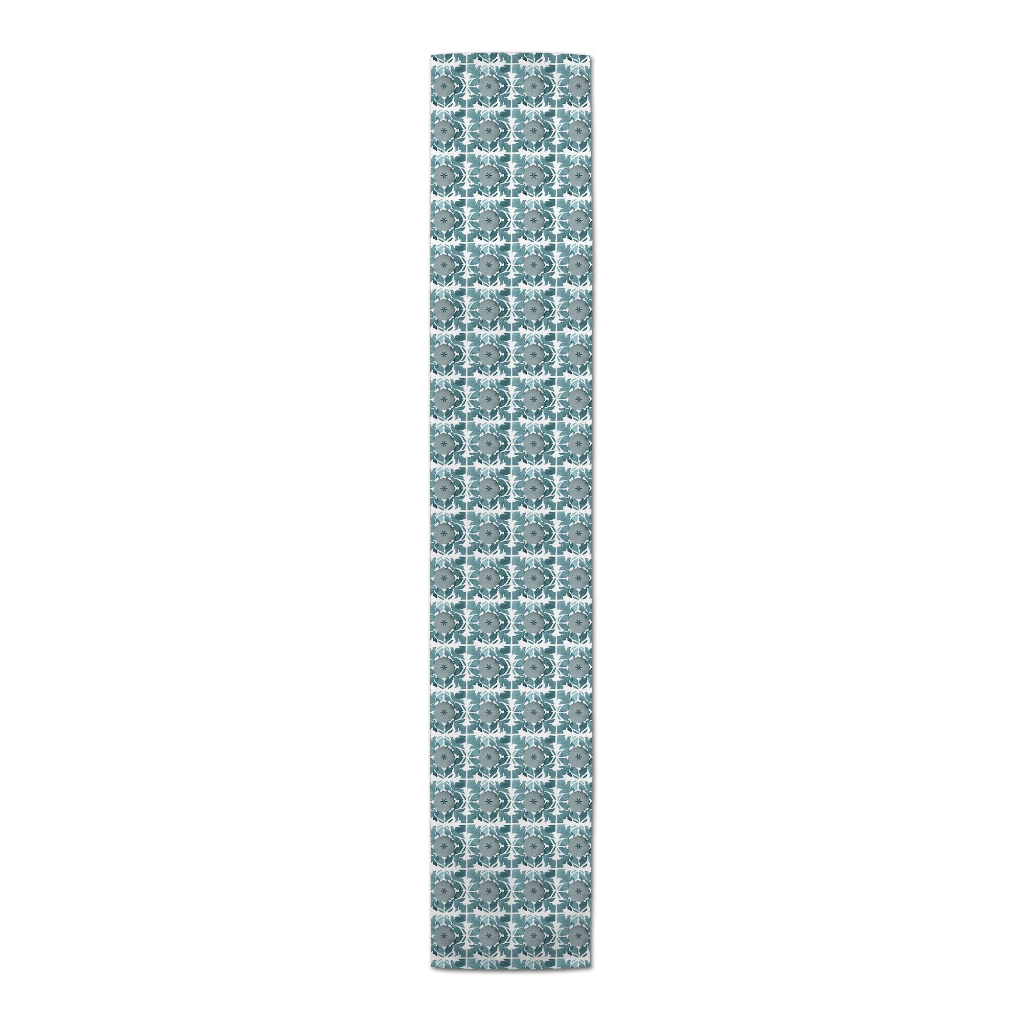 Teal Medallions Outdoor Table Runner